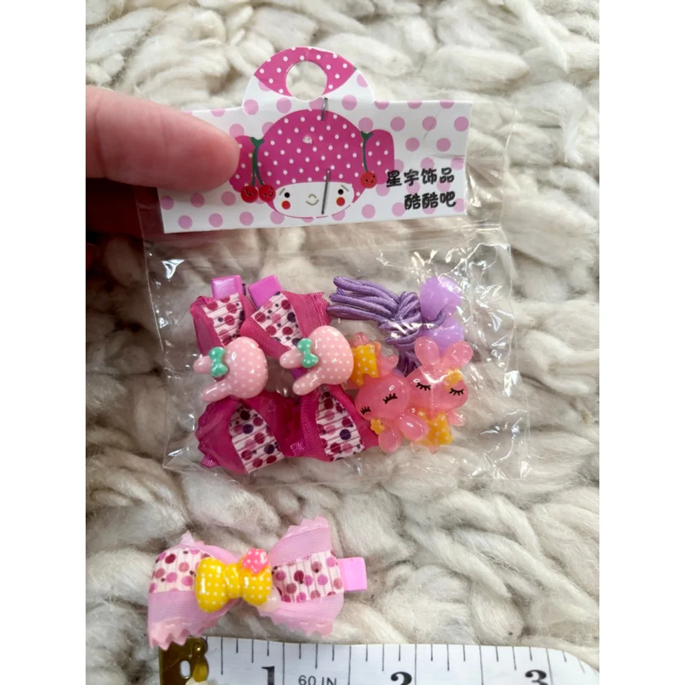 Girls Unbranded Hair Accessories Set Pink Yellow mini Bows Clips